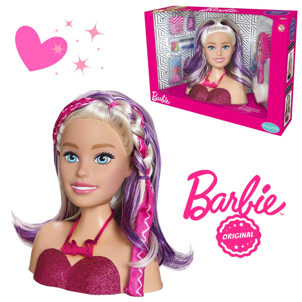 Boneca Barbie Busto Para Pentear e Maquiar Com Acessórios
