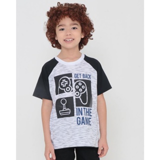 Camiseta Infantil Flamê Raglan Estampa Game Branca