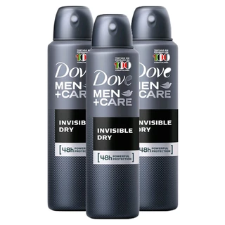 Desodorante Dove Men + Care Invisible Dry Aerosol Antitranspirante 89g | Kit com três unidades