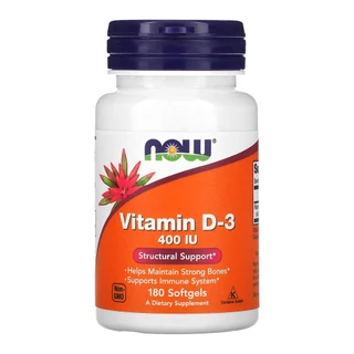 Vitamina D-3 Now Foods 400 IU 180 Caps Softgels