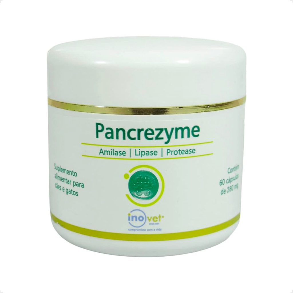 Pancrezyme 280mg Inovet Suplemento Alimentar - 60 Cápsulas