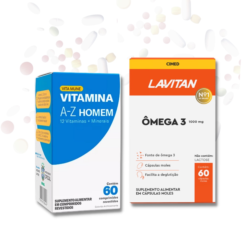 Omega 3 e Lavitan Homem - Vitaminas para homem | Shopee Brasil