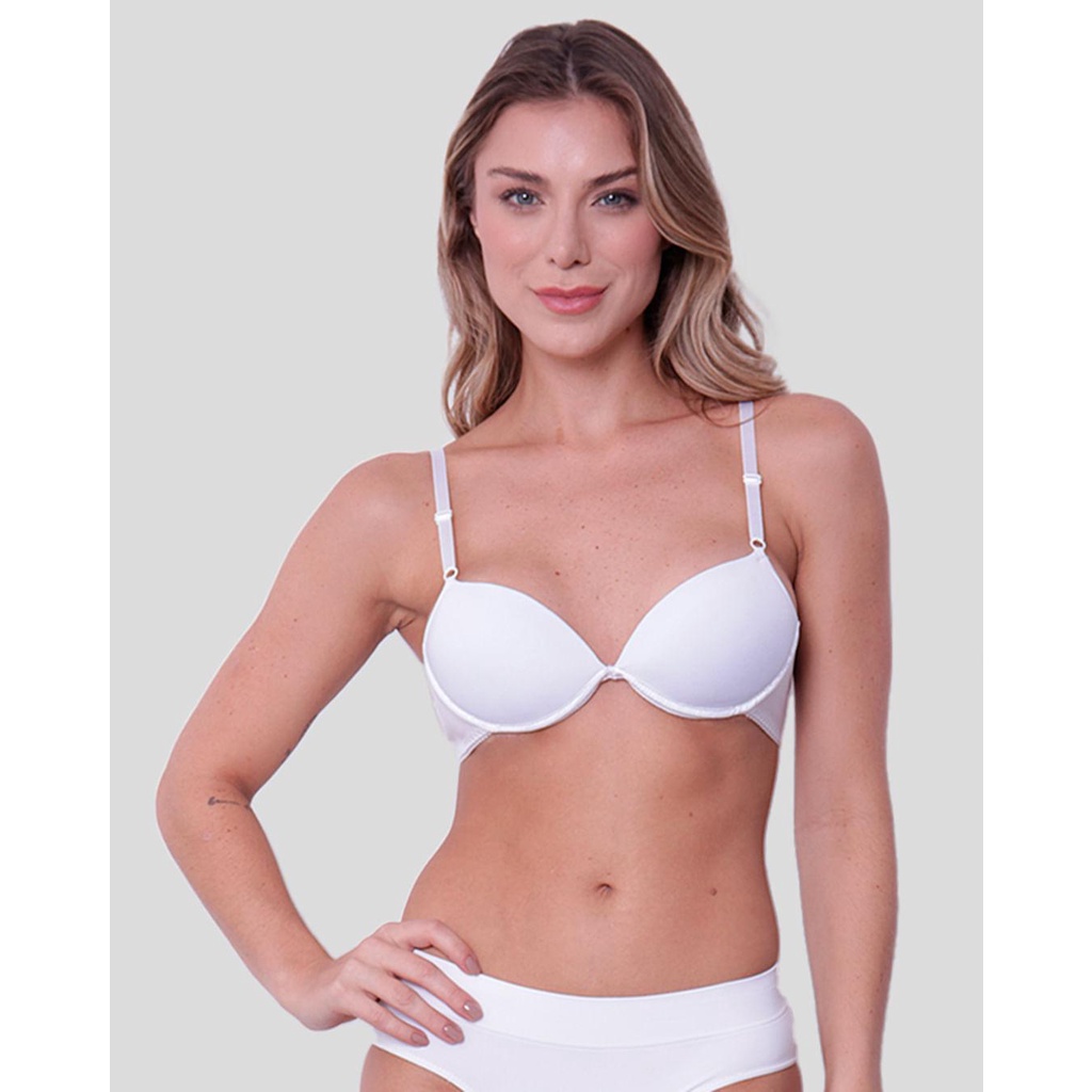 Sutiã Feminino Push Up Com Bojo Telado Branco