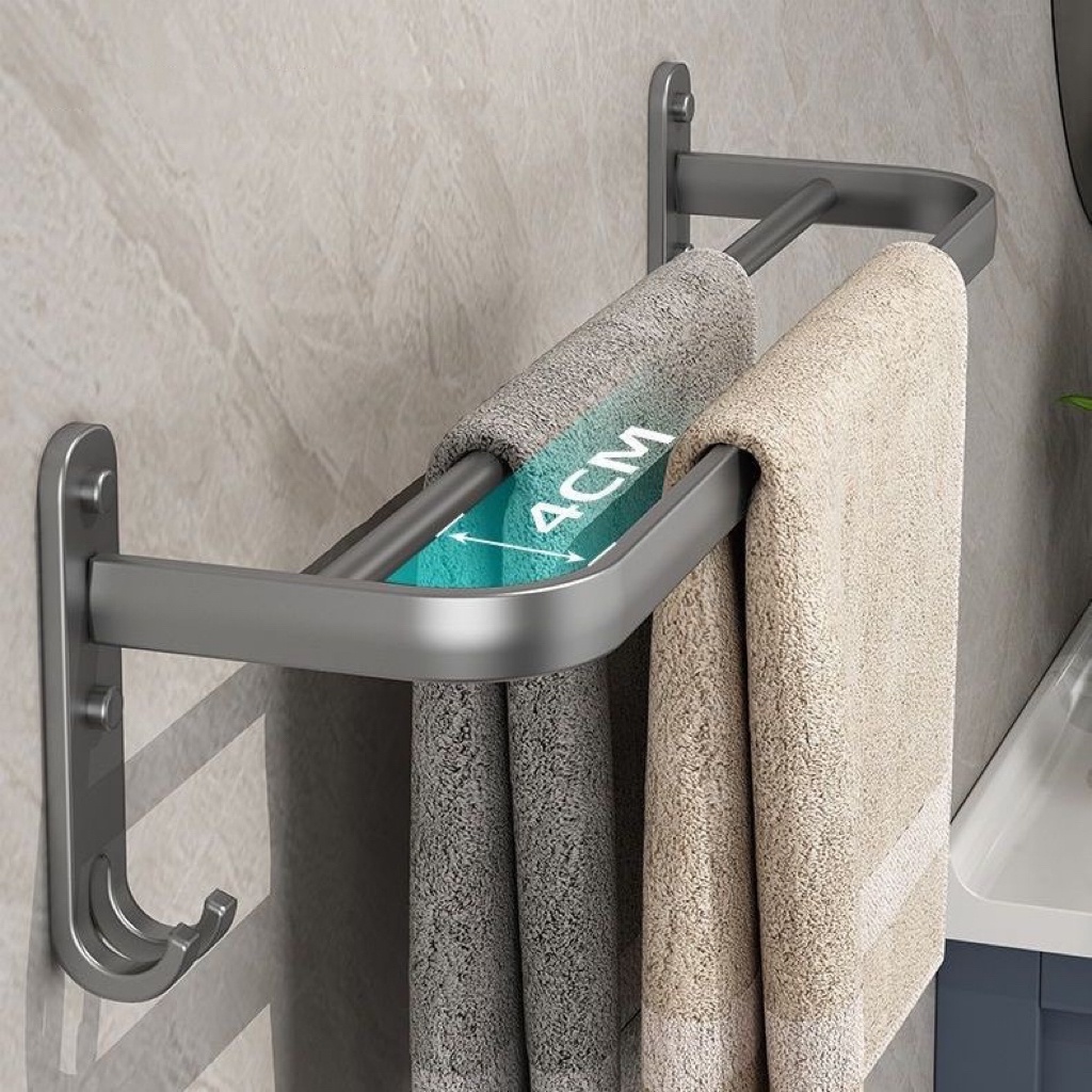 Porta Toalha Suporte Toalheiro Banheiro Duplo Aço Inox Premium Adesivo Sem Furos