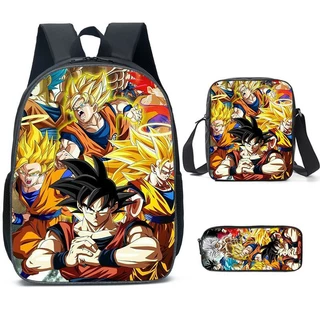 Mochila Dragon Ball De Três Peças Para Meninos E Meninas Moda Adequada Crianças De 6-12 Anos