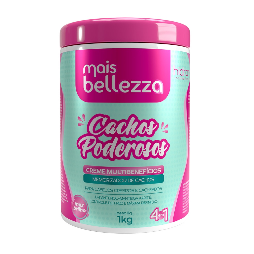 Creme Multibeneficios 4 em 1 Mais Bellezza Cachos Poderosos 1kg ...