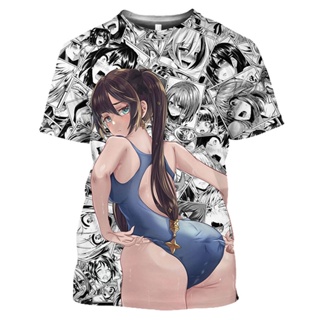 AHEGAO T Shirt Anime 3D Imprimir Homens Mulheres Pop It Hentai