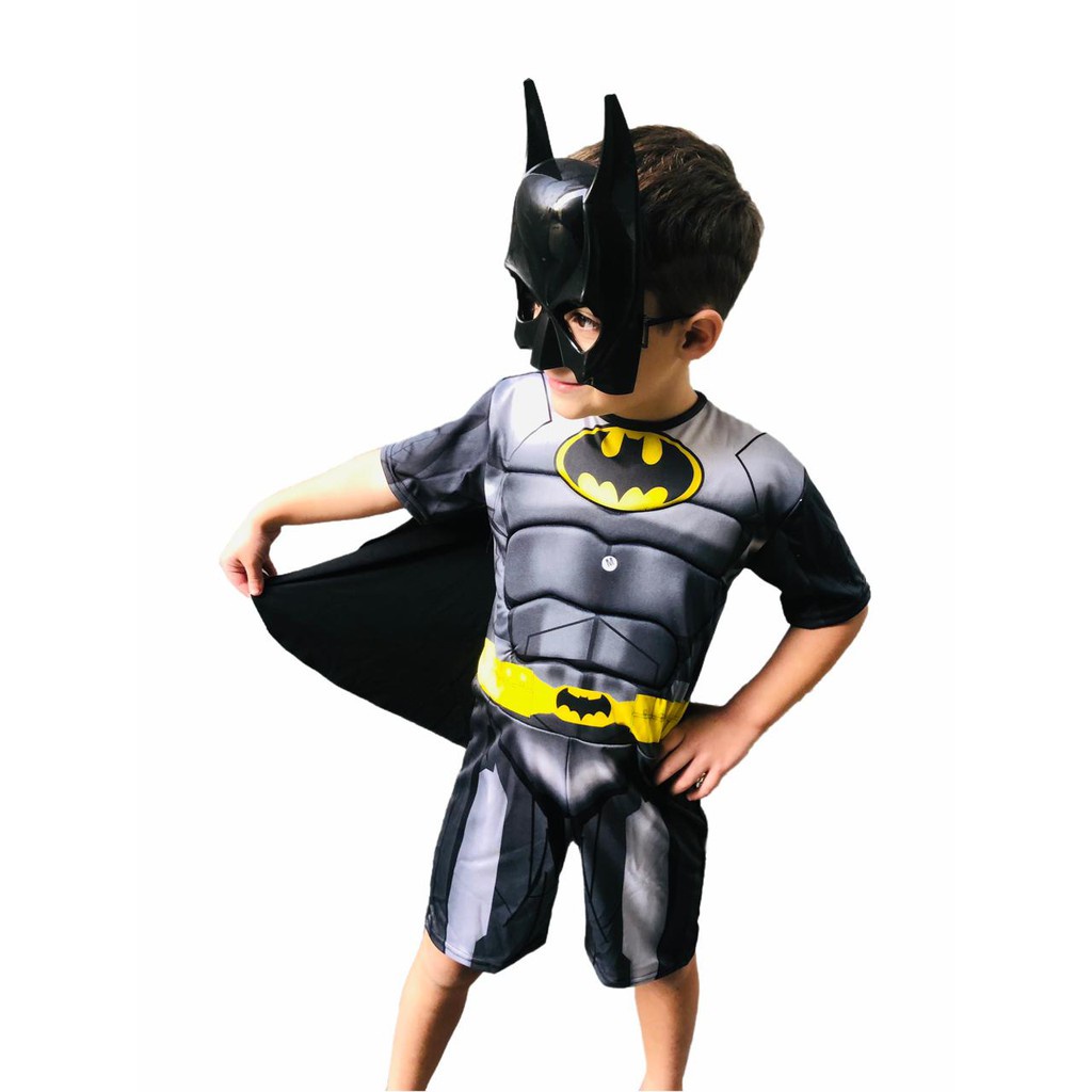 Fantasia Do Batman Com Enchimento Curto Roupa Infantil Mascara de ...