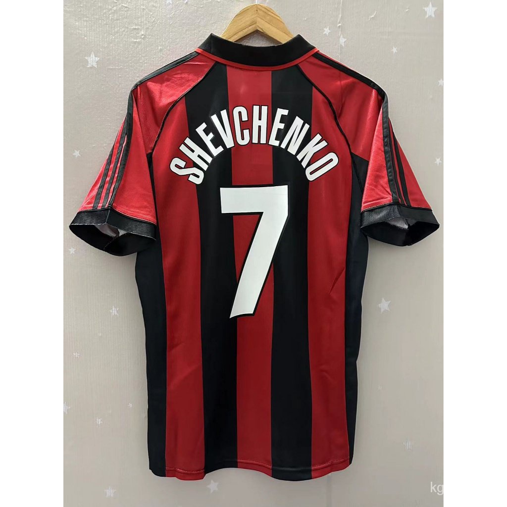 98 99 AC Milan SHEVCHENKO MALDINI Alta Qualidade T shirt Personalizado Para Casa Retro Camisas De Futebol Faz a Boa