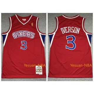 Camisa Philadelphia 76ers #3 Allen Iverson 1996-97 nba Jerseys Retro vermelho Homem de basquete