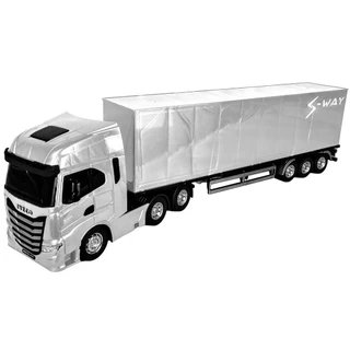 Iveco S-way Com Bau Realista Removivel Caminhao Grande 54Cm Carreta Com Bau Em Varias Cores 1/30 - Usual Brinquedos