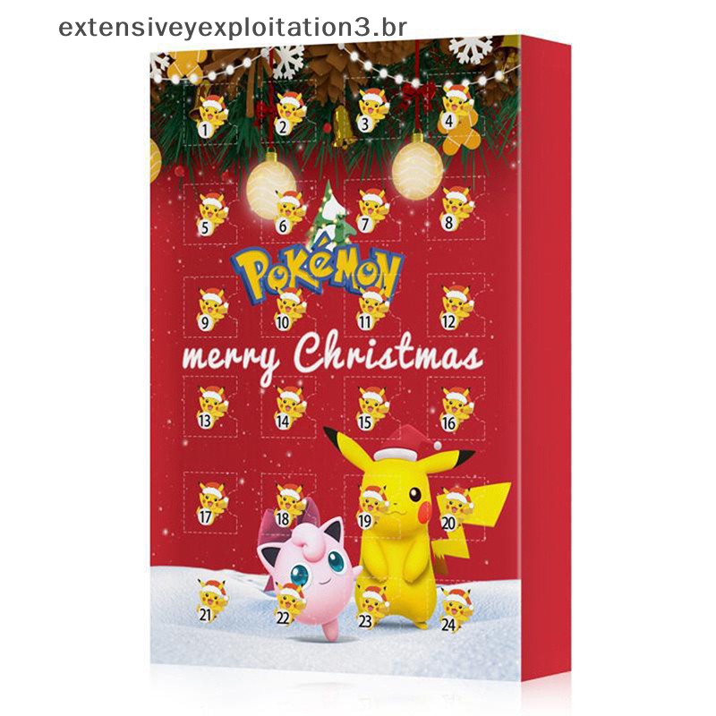 12 pçs figura pokemon natal anime 2022 advento calendário caixa