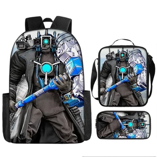 3 Peças/Conjunto SKIBIDI TOILET Mochila Infantil Bolsa De Ombro Caixa De Lápis 3D Desenhos Animados Mochila Escolar Confortável Leve À Prova D'água Bolsa Escolar