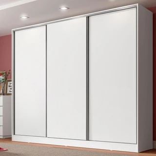Guarda-Roupa Casal 100% MDF 3 Portas de Correr Branco Royale Madesa em Oferta na Shopee