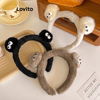 Lovito Bonito Desenho Animado Pom Plush Engraçado Briquetes Olhos Bandana Para Mulheres LFA11504