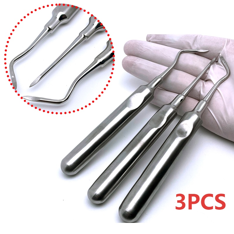 3Pcs Ferramentas Odontológicas Extração Dentária Fórceps Elevador De Raiz Cur