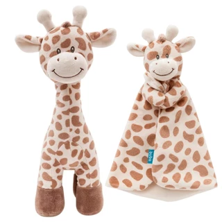 Kit Pelúcia E Naninha Antialérgica Girafinha Ursinho Paninho Marrom Bebê Buba