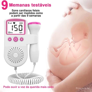[Princesa] Estetoscópio Fetal Doppler Fetal Doppler para Mulheres Grávidas em Casa Monitor de Frequência Cardíaca Pink Backlight LCD com Sonda Estetoscópio Ultrassônico para Mulheres Grávidas