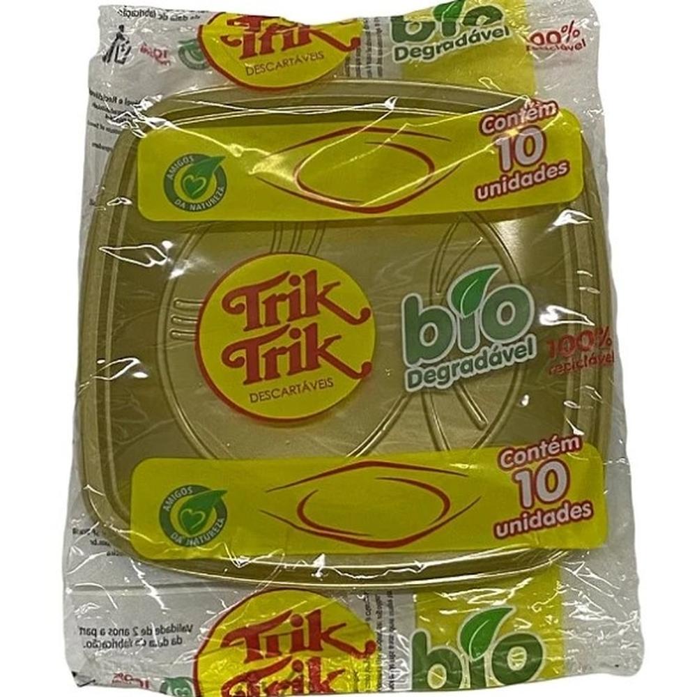 Prato Quadrado Trik Trik Bio 21cm 10un Dourado | Shopee Brasil