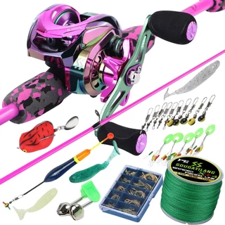 Conjunto Pancing 1.8M Vara De Pesca E Carretel Combo Fundição 12 + 1BB De Arremesso De Alta Velocidade Linha Isca Gancho