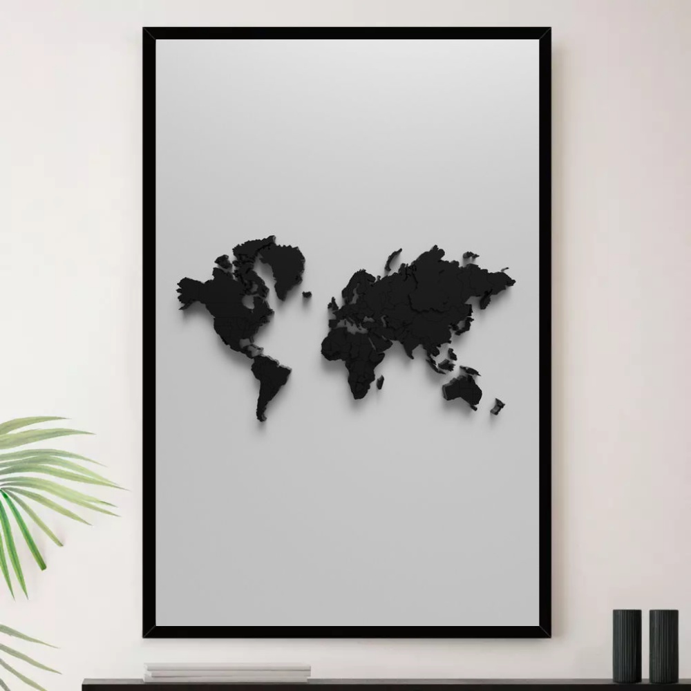 Quadro Mapa Mundi Continentes Decorativo A X Cm Shopee Brasil