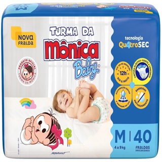 Fralda Descartável Turma da Mônica Econômica Média 6 Pacotes c/ 40 Fraldas