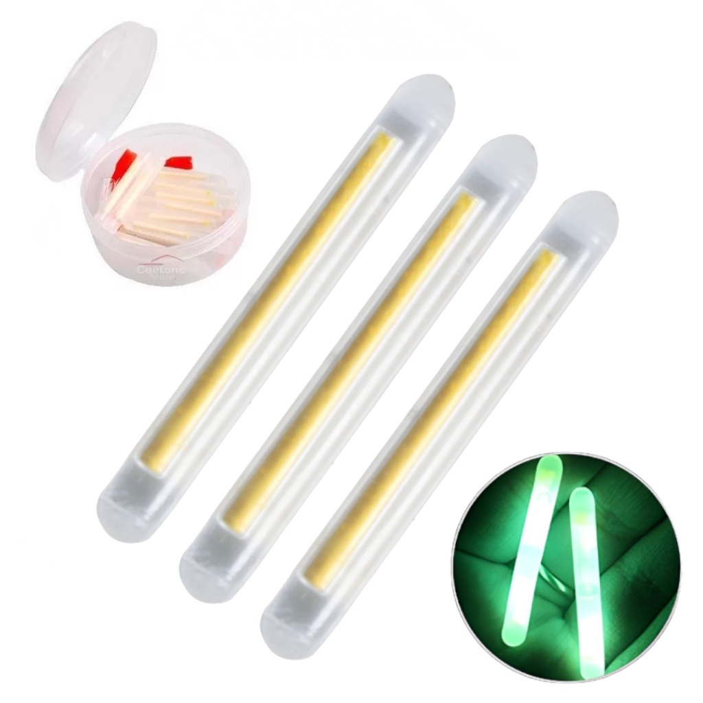 Kit 50 Bastão Luz Química Luminoso Pesca Noturna 30m Visibilidade Multi Uso Boia, Ponteira, Chicote, Anzol, Linha