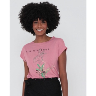 Blusa Estampa Metalizada Floral Rosê