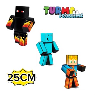 Kit 5 Bonecos Minecraft 25cm Turma Do Problems Streamers