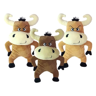 Touro Buffalo De Pelúcia Bravo Em Pé 33Cms - Marrom Escuro Marrom Claro Caramelo
