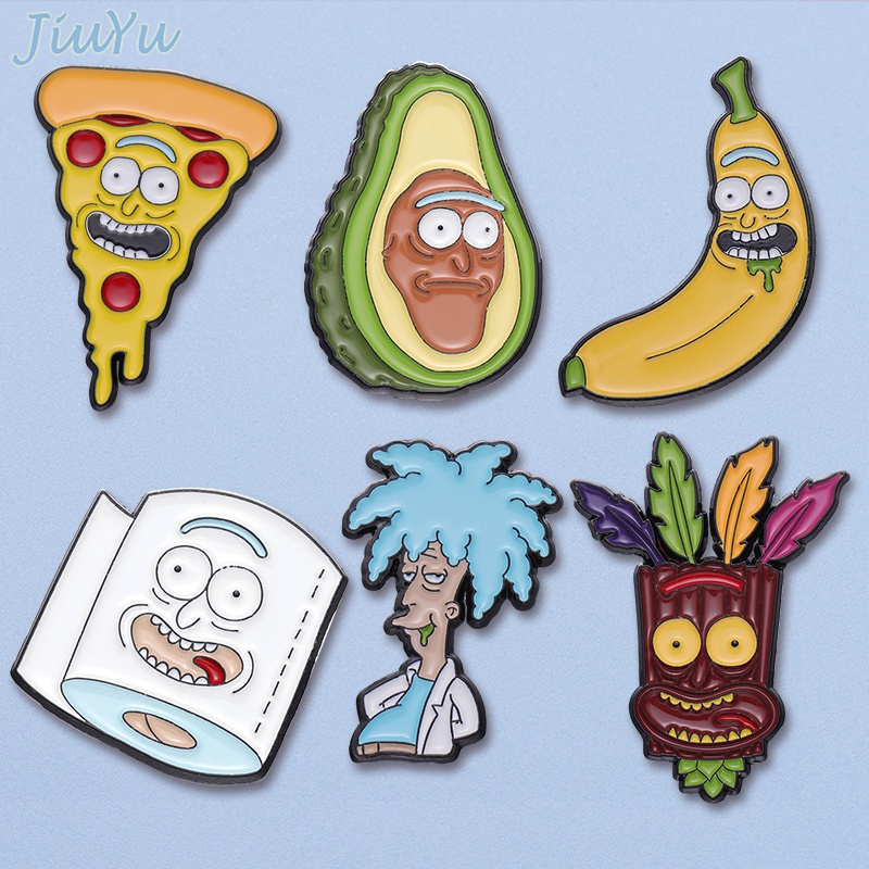 Desenho Animado Anime Rick E Morty Esmalte Pin Broches De Broche De Banana Bonitinho Lapela Crachás Mochila Jóias