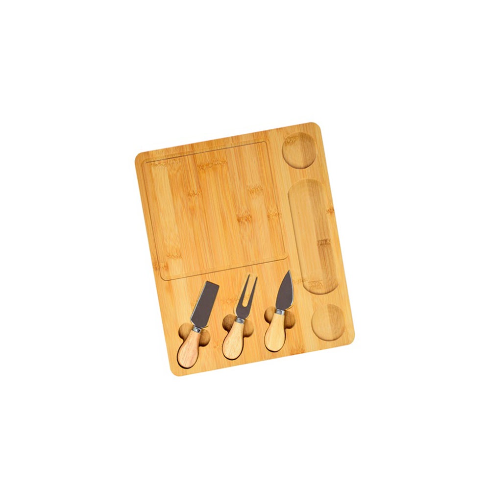 Kit Petisqueira Tábua Para Queijo e Frios de Bambu