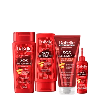 Kit DaBelle Hair Intense SOS Crescimento shampoo + cond + Óleo em Creme + Tônico (4 produtos)