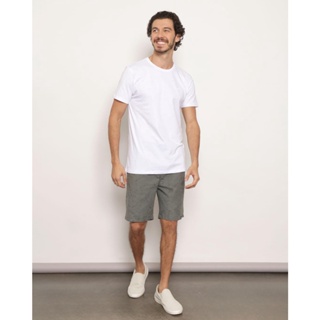 Bermuda Masculina Sarja Com Elástico Estampa Folhagem Verde