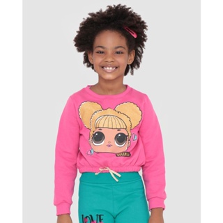 Blusa Cropped Infantil LOL Surprise Rosa Médio