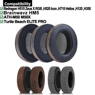1 Par De Earpads Para Redragon H510 Zeus X RGB , H520 Icon , H710 Helios , H120 , H350/Brainwavz HM5/ATH-M50 M50X/Turtle Beach ELITE PRO Almofadas Fones De Ouvido