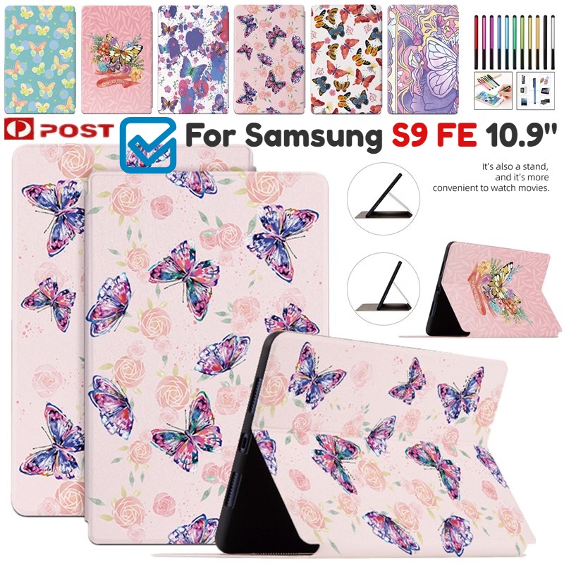 Folio Shell Para Samsung Galaxy Tab S9 FE 10.9 SM-X510 X516B Capa De Couro À Prova De Choque