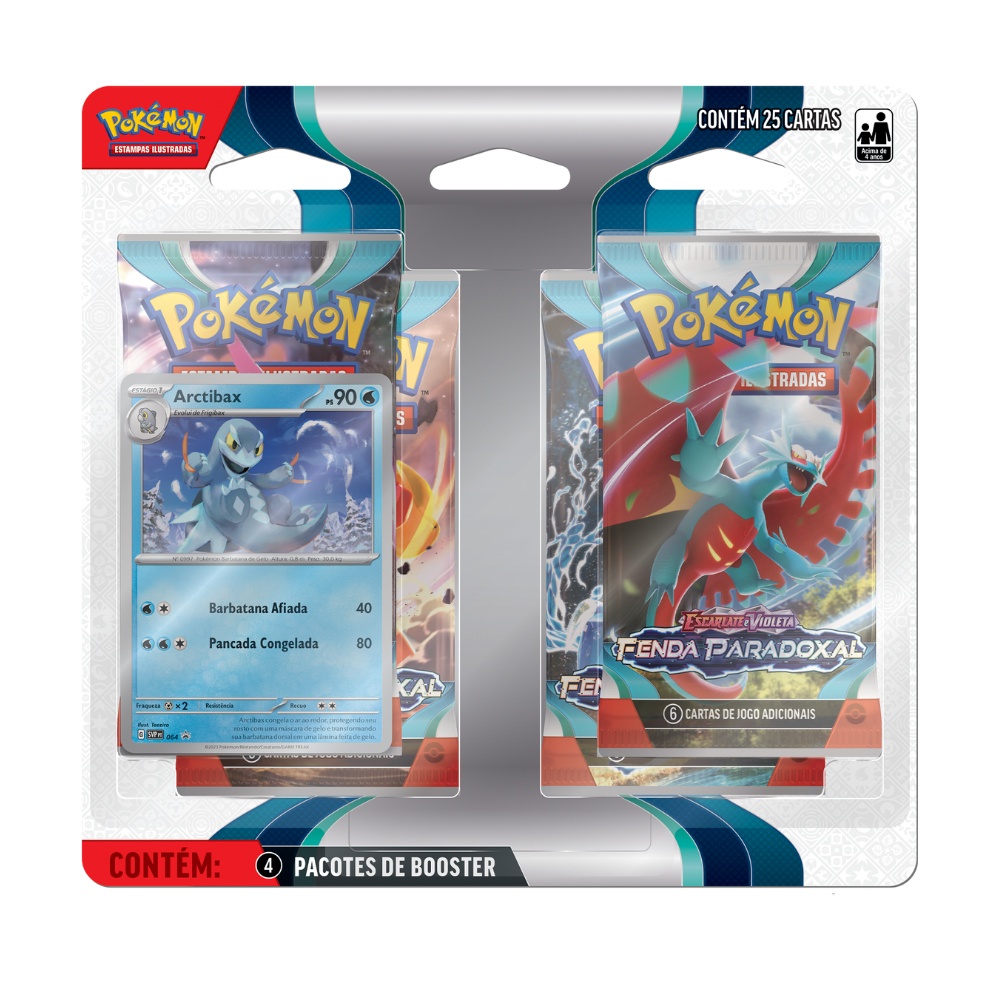 Blister Quádruplo Pokémon Coleção Fenda Paradoxal - Escarlate e Violeta 4 | Lacrado e Original COPAG | Boosters Carta TCG