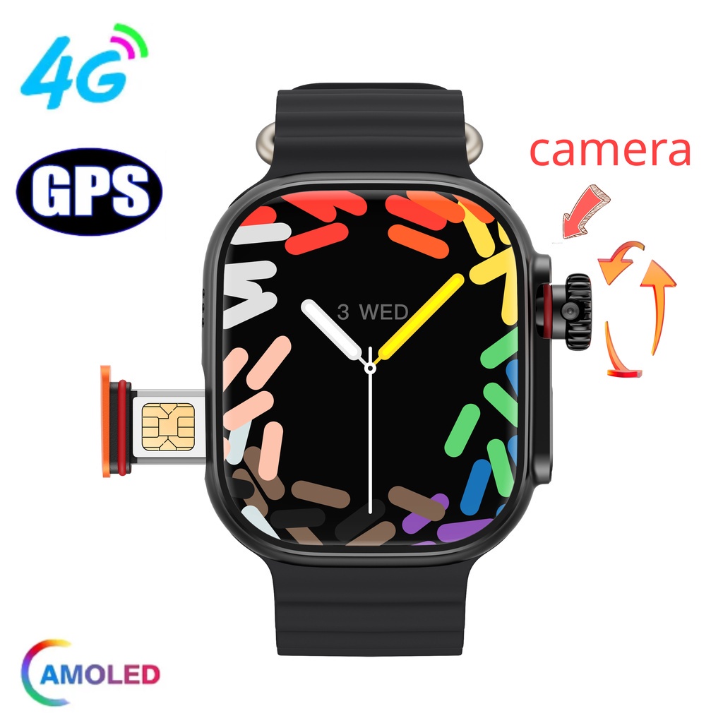 Novo CDS9 Ultra 4G Sim Card Wifi Smart Android Watch Com Câmera Giratória Videochamada APP Download Mobile AI Assistant