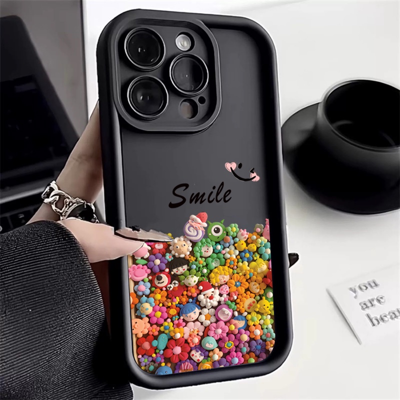 Desenho Animado Pintura Colorida Flor Sorriso Caixa De Presente Para Samsung Galaxy S23 S24 Ultra A52S A52 A53 A33 A23 A13 A34 A54 A14 A51 A32 S22 Plus S21 S23 FE Capa Macia