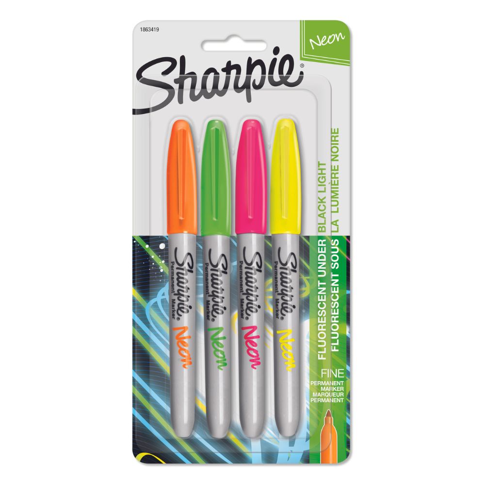 Marcador permanente Sharpie fino c/ 4 cores neon