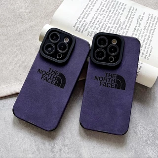 Marca de Luxo North Face Velvet Capa de Couro iPhone 14 13 12 11 Pro MAX 14Plus X XS XR 7 8 Plus Moda Praça Capa de Telefone Macia à Prova de Choque