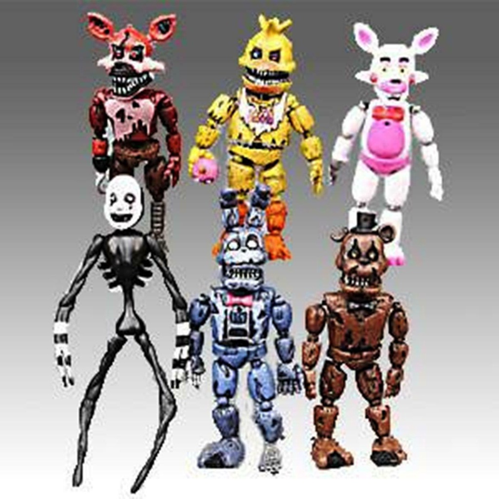 Five Nights at Freddys Conjunto completo de brinquedos de 1 a 3 gerações de  segurança Breach Pizza Shop Sister Location Toy All Series FNAF para  presentes infantis (A, conjunto de 6 peças)