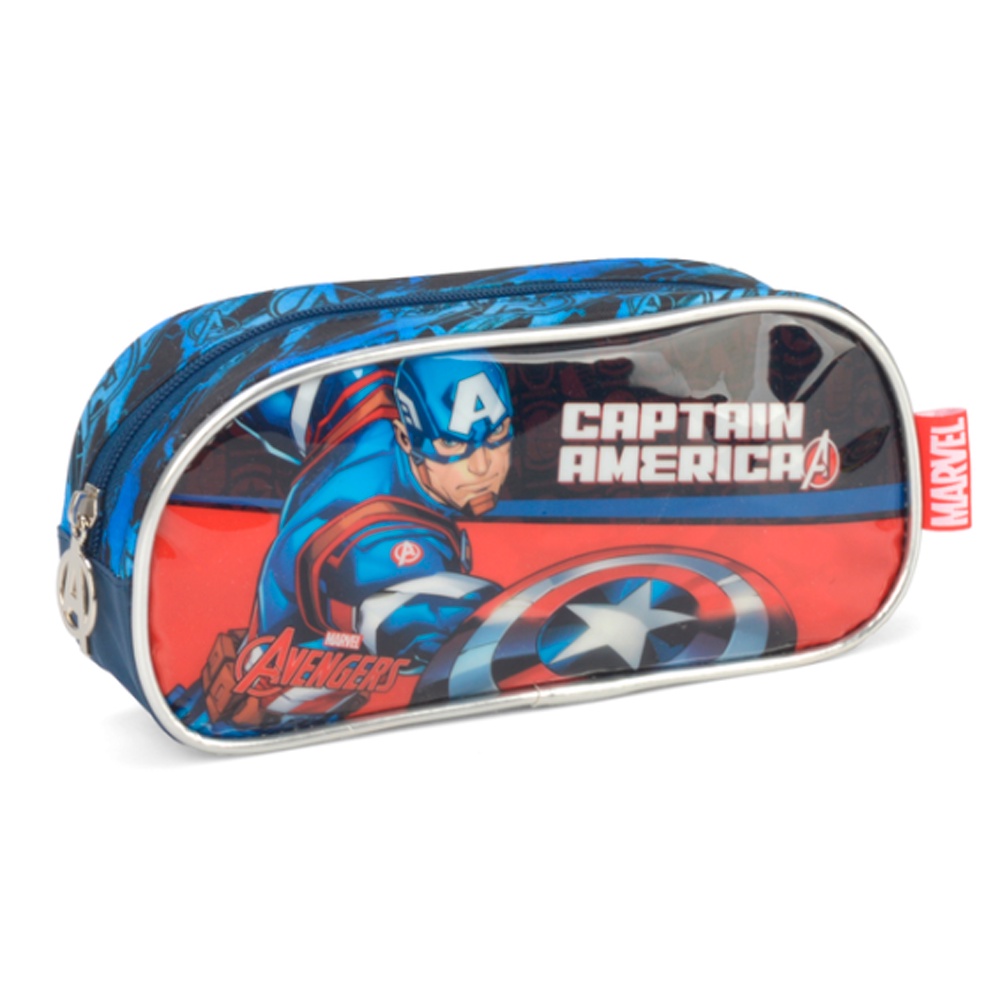 Estojo Escolar Capitao America Marvel Azul - Luxcel