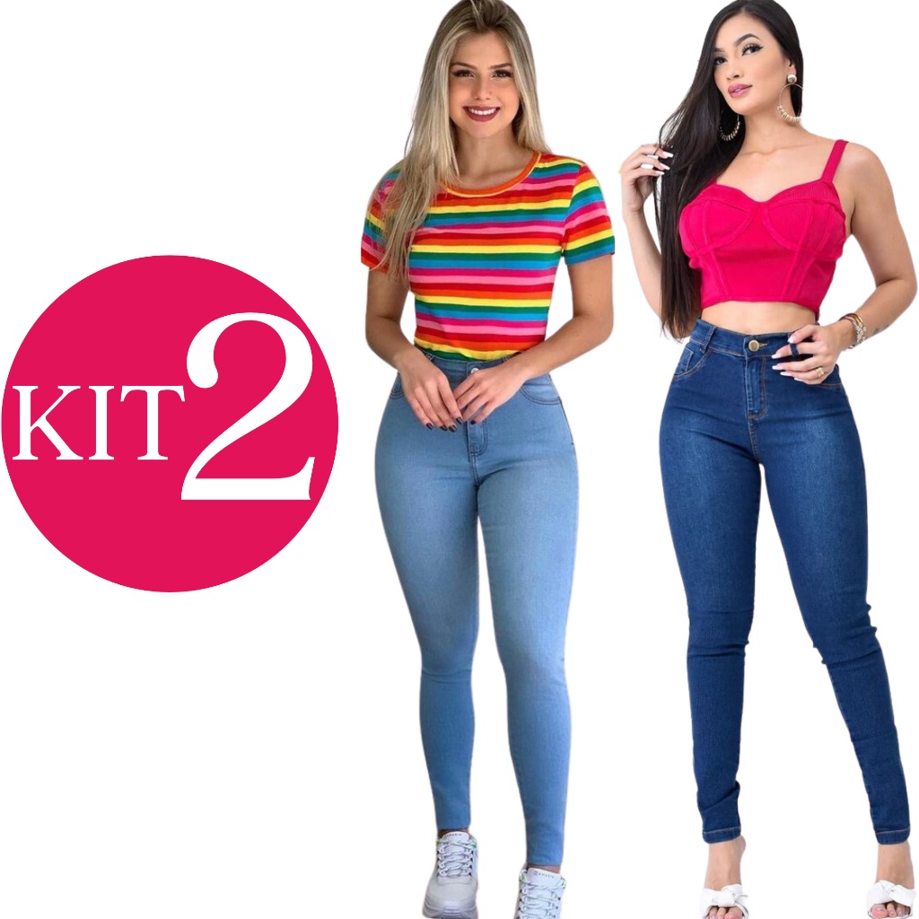 Kit 4 Calça Capri Feminina Jeans Com Licra Cintura Alta Com Efeito Levanta  Bumbum 36
