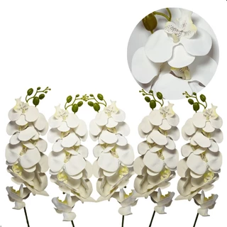 5 Hastes Orquídeas Galho Artificial Arranjo Decorativo Realista