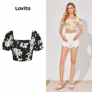 Lovito Blusa com Estampa Floral para Mulheres LBE04126 (Multi-Cor)