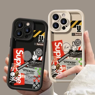 Rótulo Da Moda Adesivo Cool SUP Soft Anti-Queda Para IPhone X XR XS Max 14 15 Plus 11 12 13 Pro 7 8 Capa De Silicone Colorida À Prova De Choque Espessada