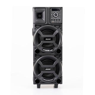 Caixa de Som Amplificada Com LED Amvox ACA 1101 Black Duplo 8-1100W RMS Festas Karaokê Eventos