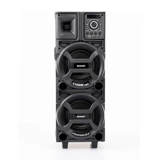 Caixa de Som Amplificada Com LED Amvox ACA 1101 Black Duplo 8-1100W RMS Festas Karaokê Eventos